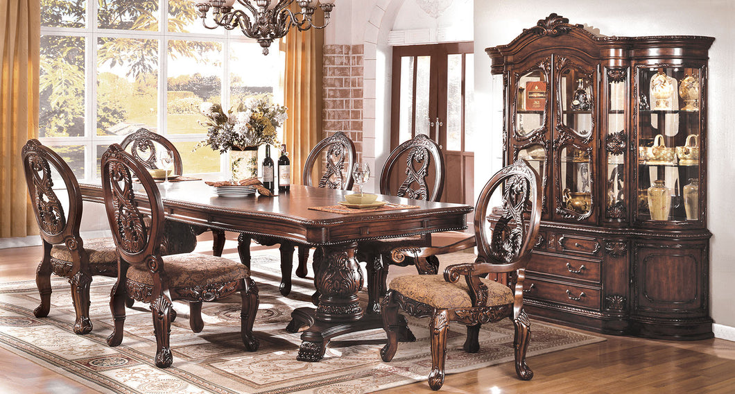Tuscany I Antique Cherry Dining Table w/ Double Pedestals