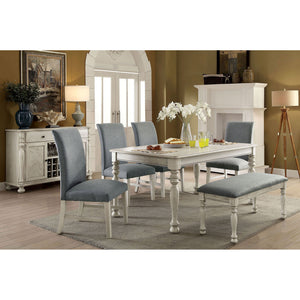 Kathryn Antique White 6 Pc. Dining Table Set w/ Bench image