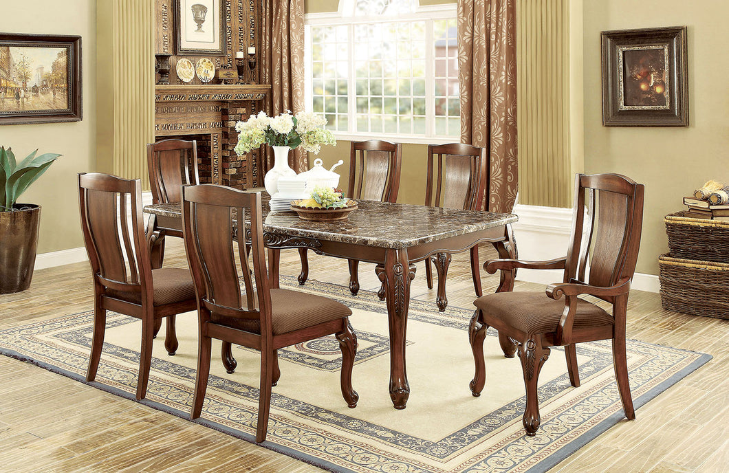 JOHANNESBURG I Brown Cherry, Brown 7 Pc. Dining Table Set (2AC+4SC)