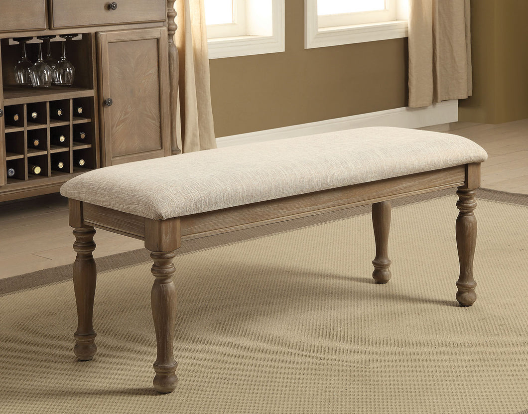 Kathryn Rustic Dark Oak/Beige Bench, Rustic Oak