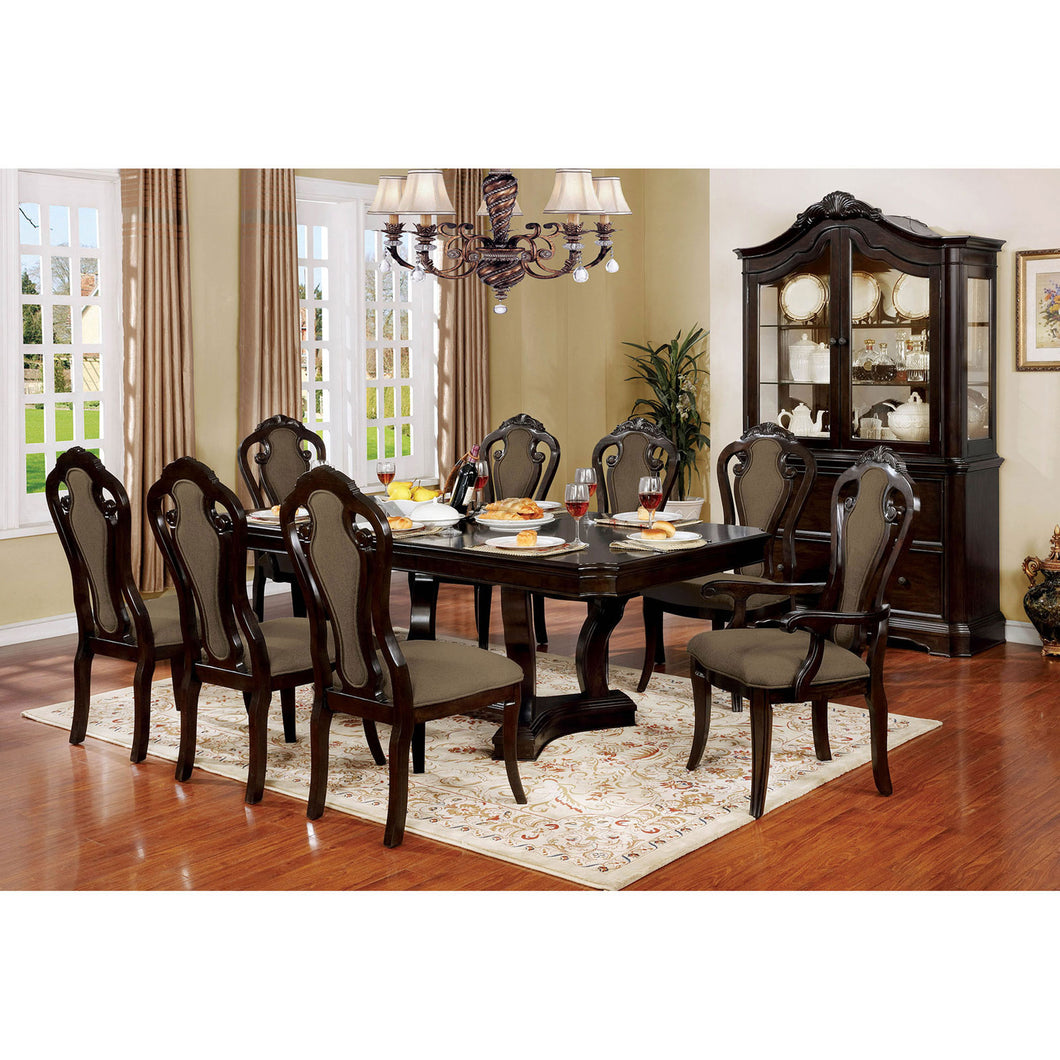 Rosalina Walnut 9 Pc. Dining Table Set (2AC+6SC)