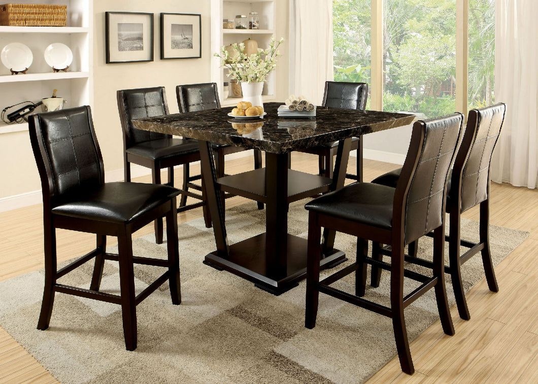 CLAYTON II Dark Cherry/Black 7 Pc. Counter Ht. Dining Table Set