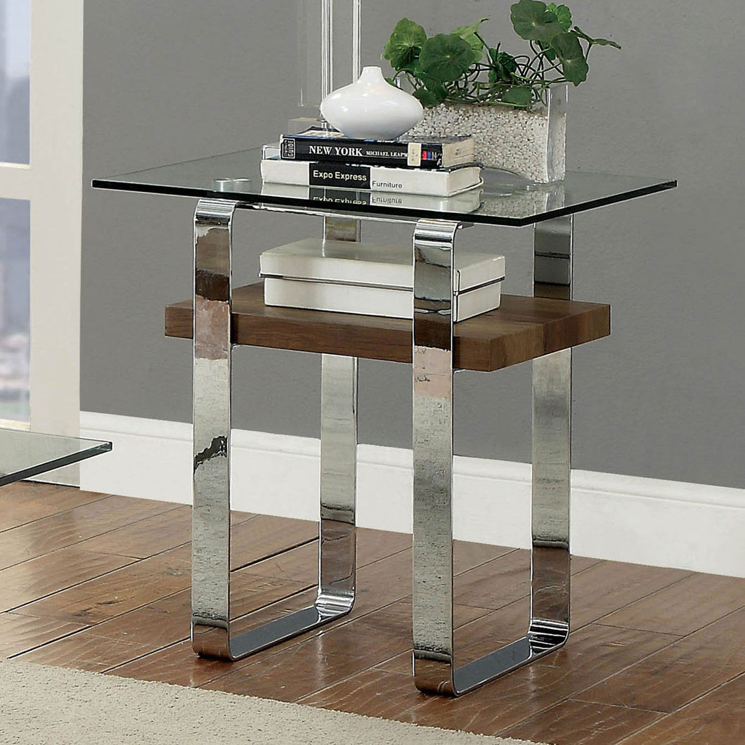 Elpeth Chrome/Dark Oak End Table