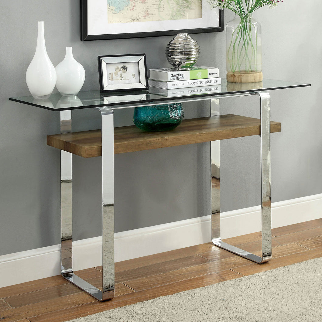 Elpeth Chrome/Dark Oak Sofa Table