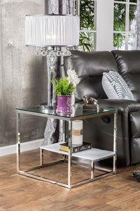 VENDI White/Chrome End Table