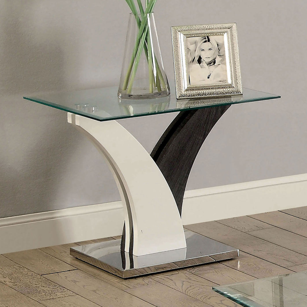 SLOANE White/Dark Gray/Chrome End Table