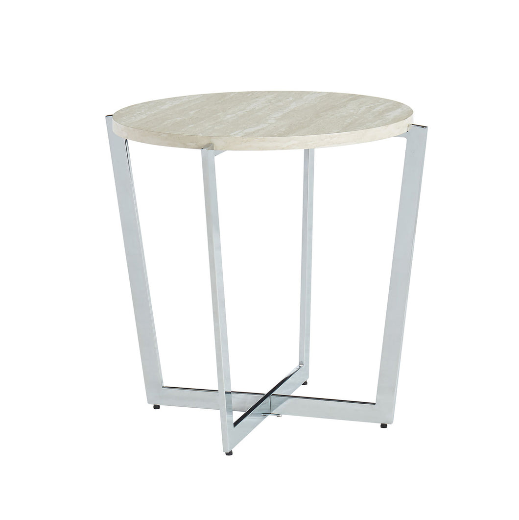 Madisyn White/Chrome End Table