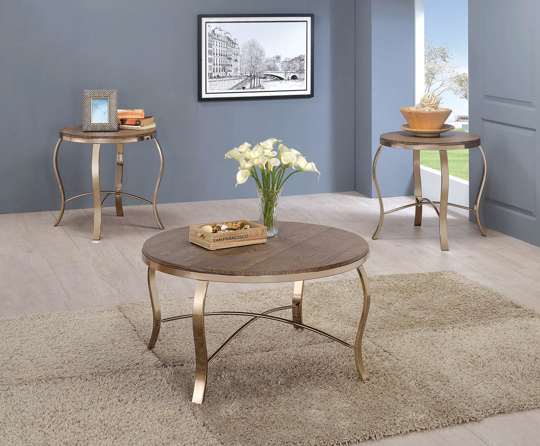 Wicklow Rustic Oak/Champagne 3 Pc. Coffee Table Set