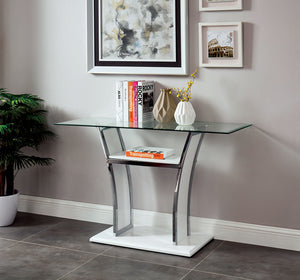 Staten Glossy White/Chrome Sofa Table