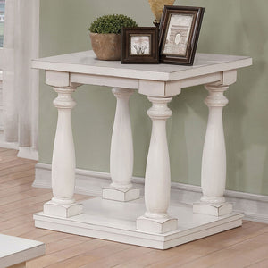 Tammie Antique White End Table, White