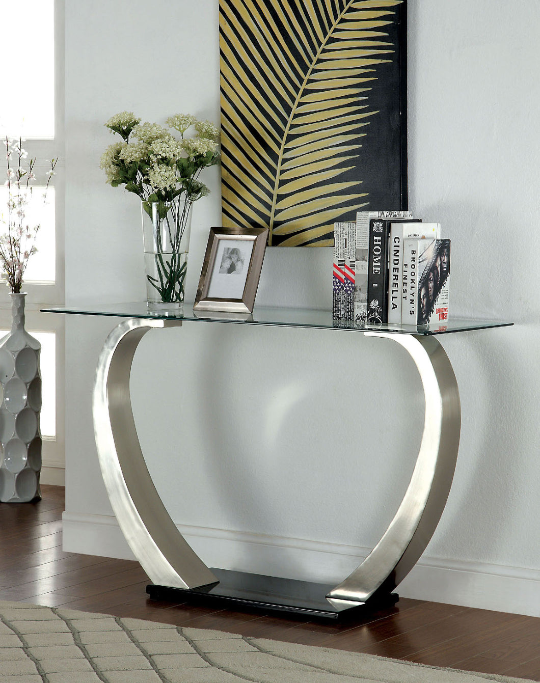 ROXO Satin Plated/Black Sofa Table