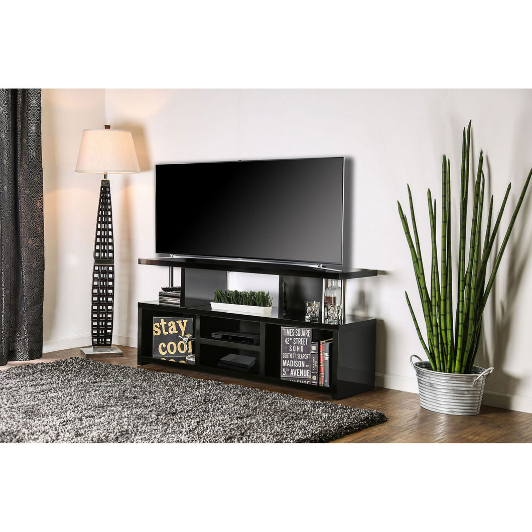 EVERE Black/Chrome 60' TV Console, Black