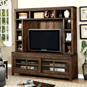 Hopkins Dark Walnut 72" TV Console + Hutch