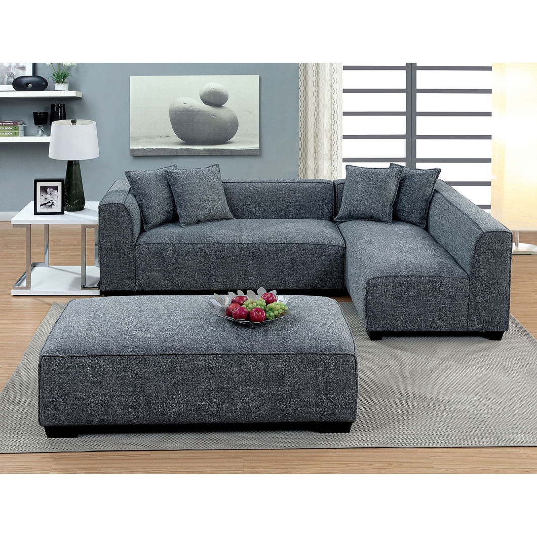 JAYLENE Gray Sectional + Ottoman