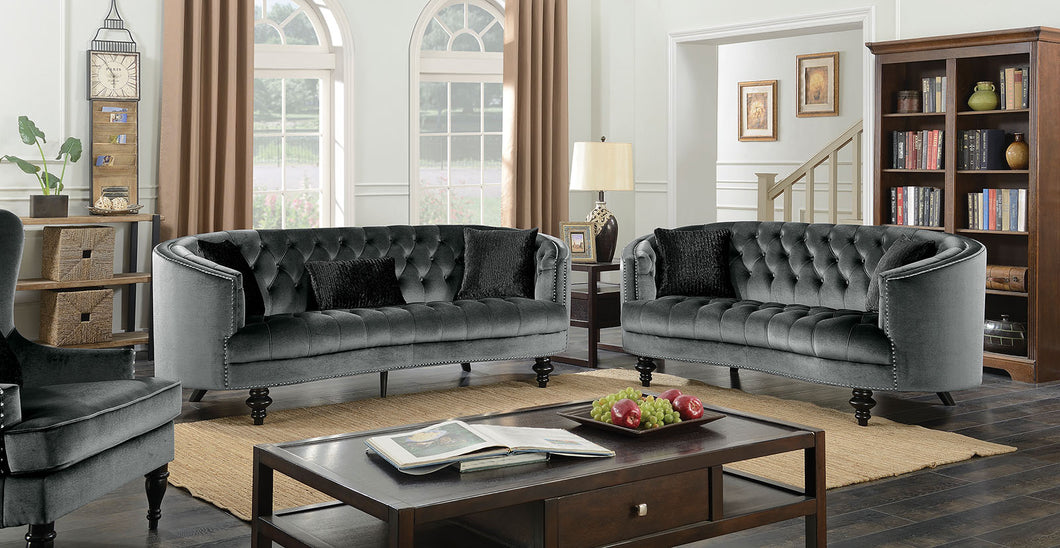 Manuela Dark Gray Sofa + Love Seat