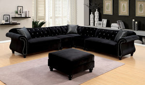 JOLANDA II Black Sectional + 2 Chairs, Black