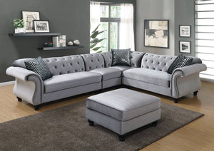 JOLANDA II Gray Sectional + 1 Left Side Chair, Gray