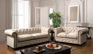 STANFORD Ivory Sofa + Love Seat