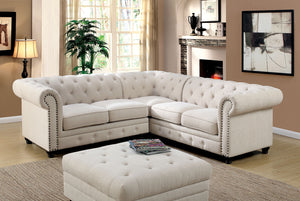 Stanford II Ivory Sectional, Ivory Fabric