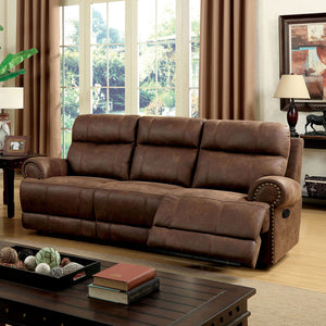 KELLIE Brown Sofa w/ 2 Recliners