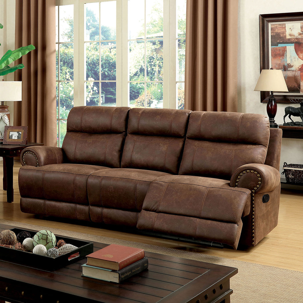 KELLIE Brown Sofa w/ 2 Recliners