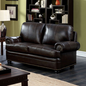 REINHARDT Dark Brown Love Seat, Dark Brown