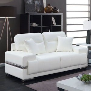 ZIBAK White/Chrome Love Seat, White