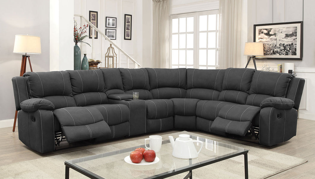 Monique Graphite Sectional w/ Console & Opt. Chair