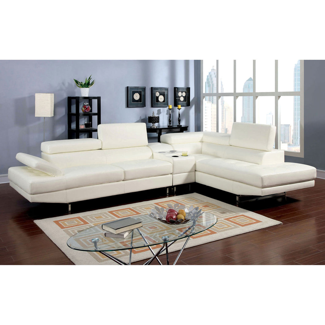 Kemi White Sectional + Speaker Console