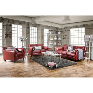 Pierre Mahogany Red Sofa + Love Seat, Mahogany Red