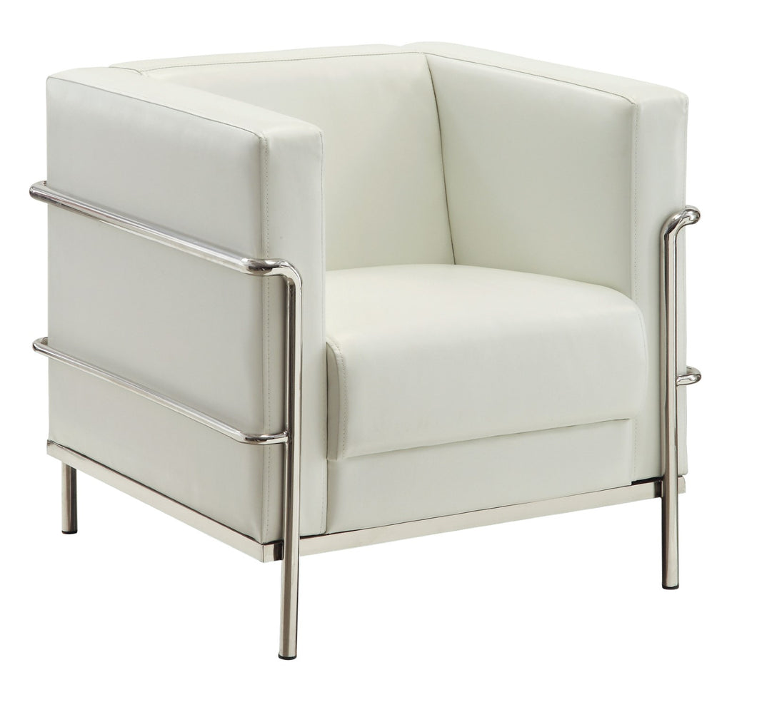 Leifur White/Chrome Chair, White