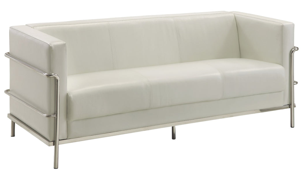 Leifur White/Chrome Sofa, White