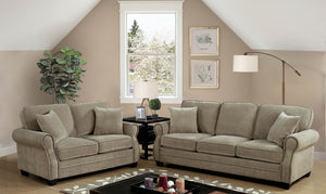 LYNNE Brown Sofa + Love Seat