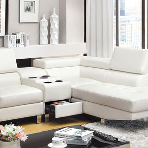 Kemina White Sectional + Speaker Console