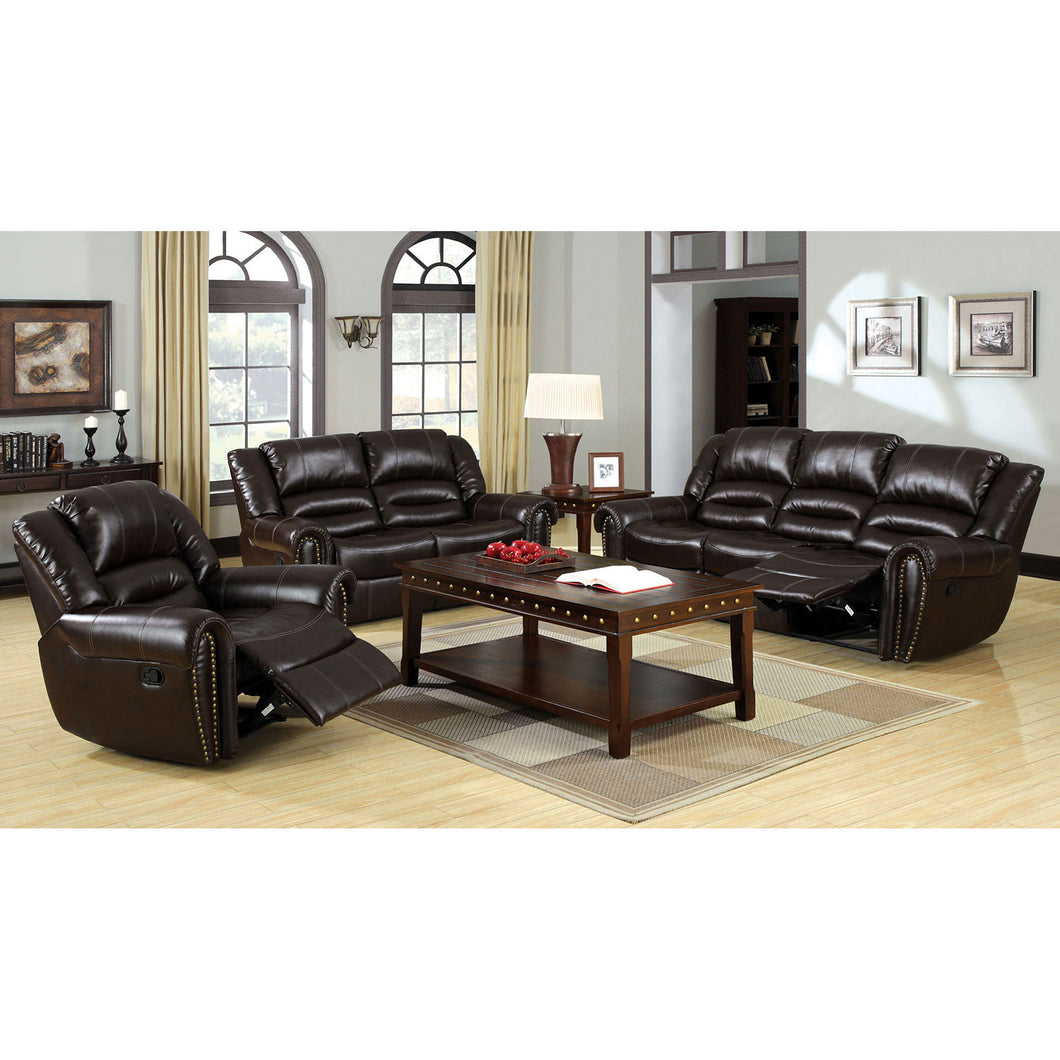 DUNDEE Dark Brown Sofa w/ 2 Recliners