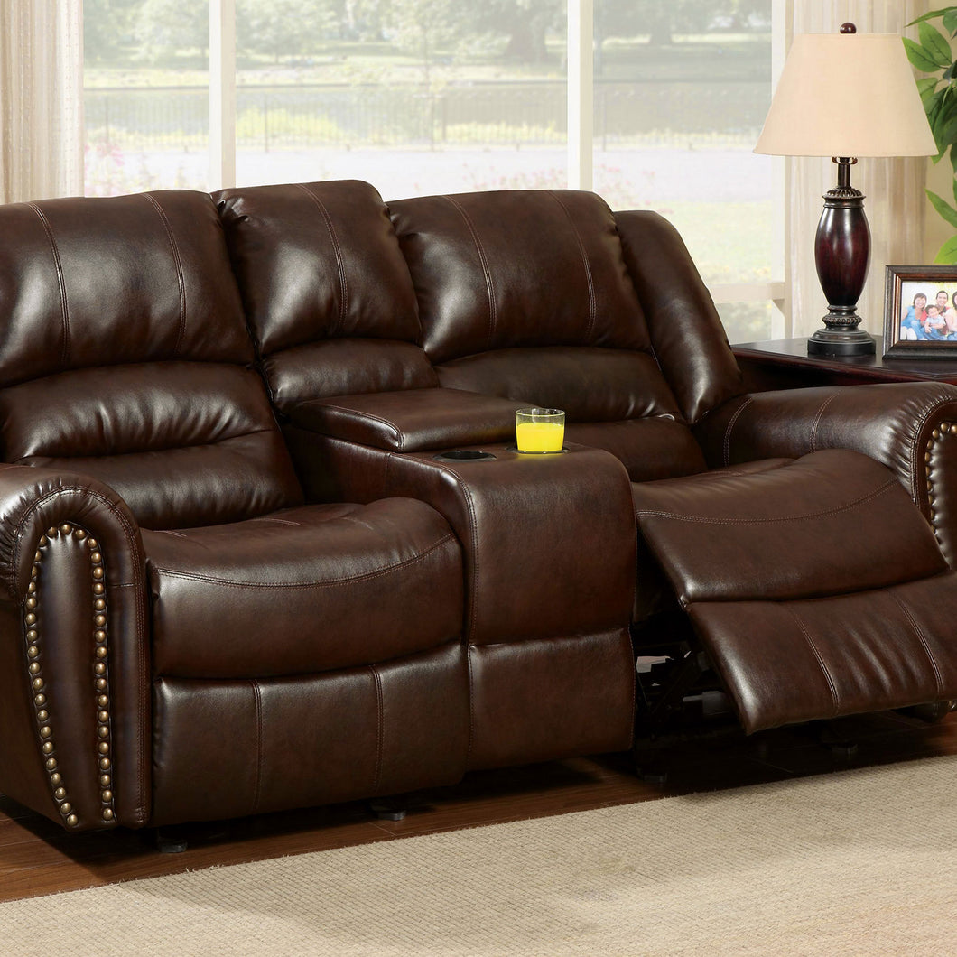 DUNDEE Dark Brown Love Seat w/ Center Console