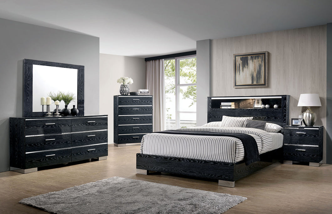 Malte Black 5 Pc. Queen Bedroom Set w/ 2NS