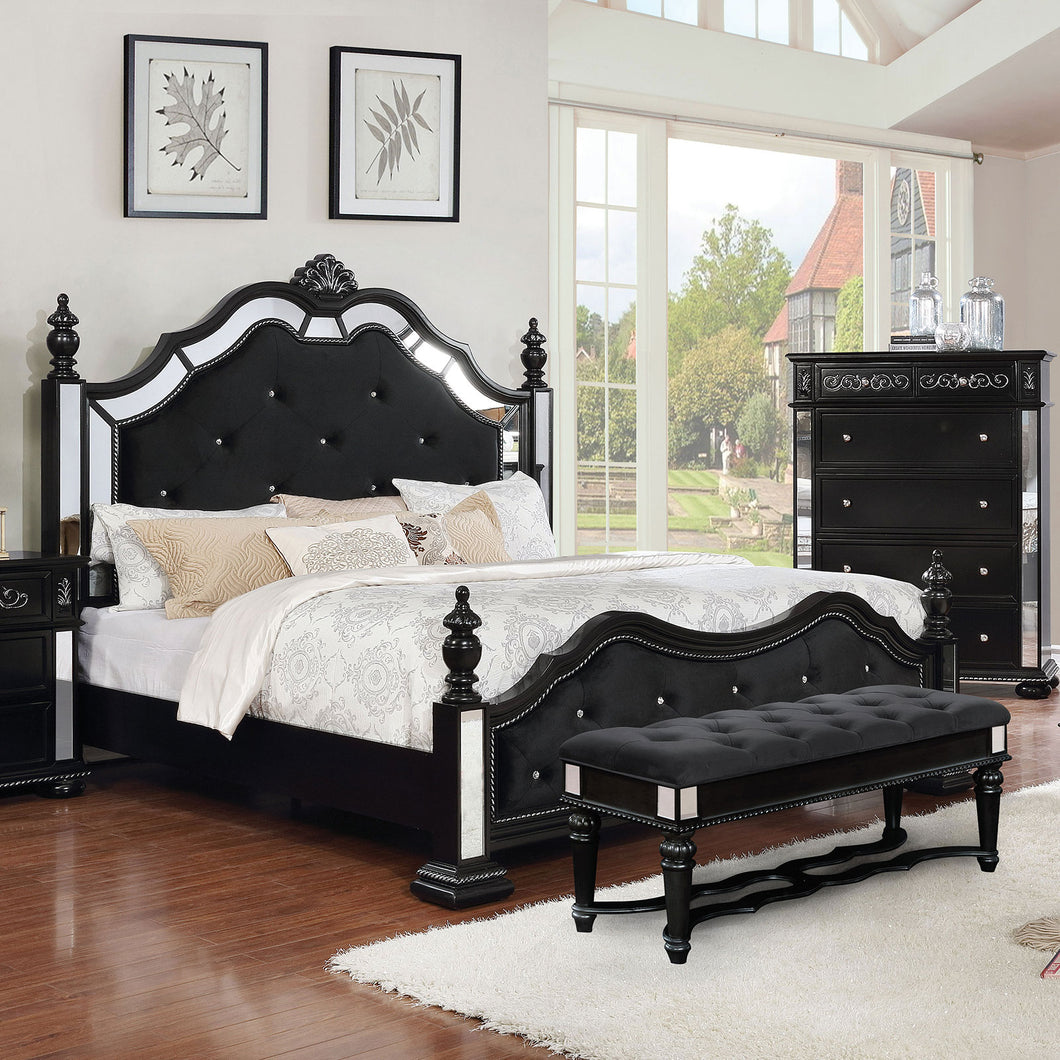 Azha Black Queen Bed