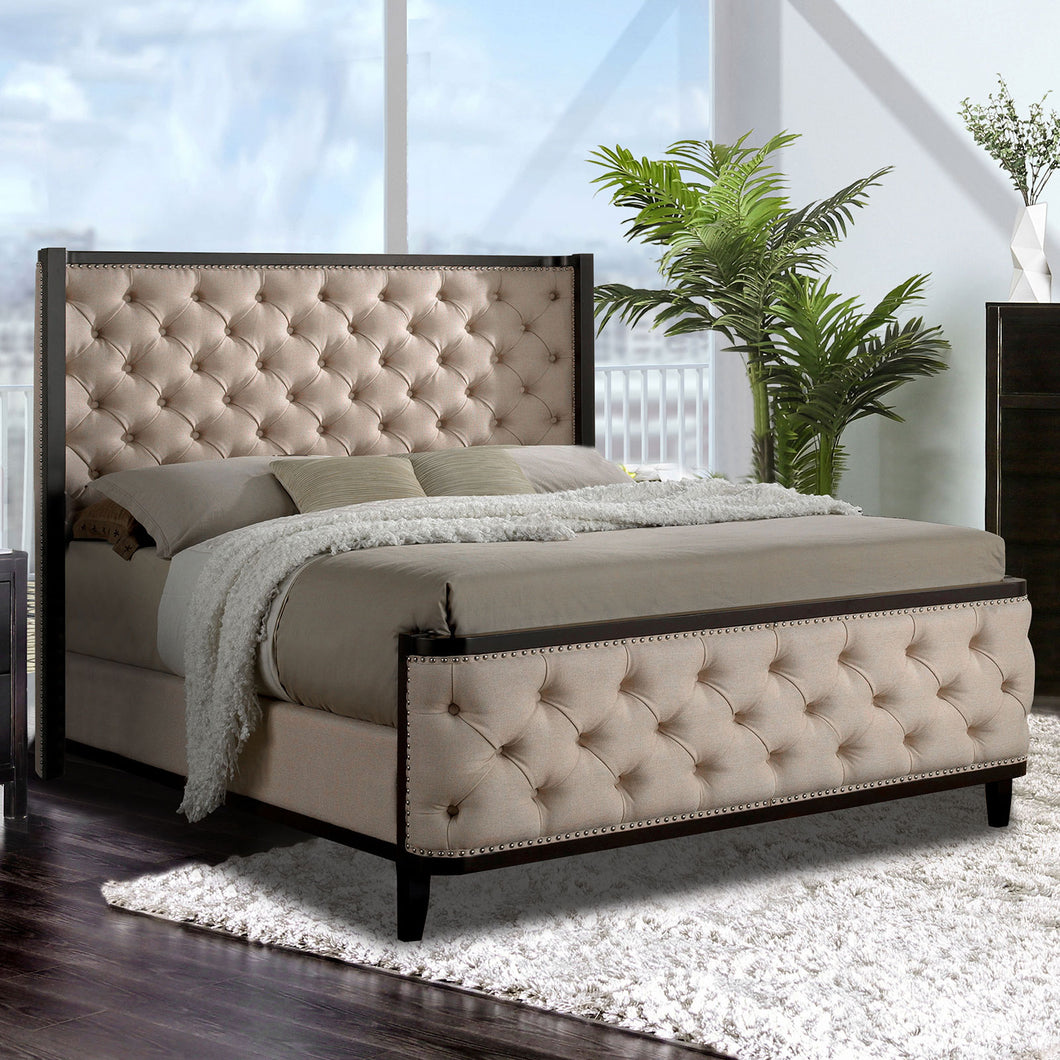 CHANELLE Beige/Espresso Queen Bed