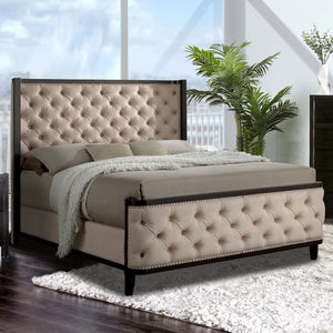 CHANELLE Beige/Espresso Cal.King Bed