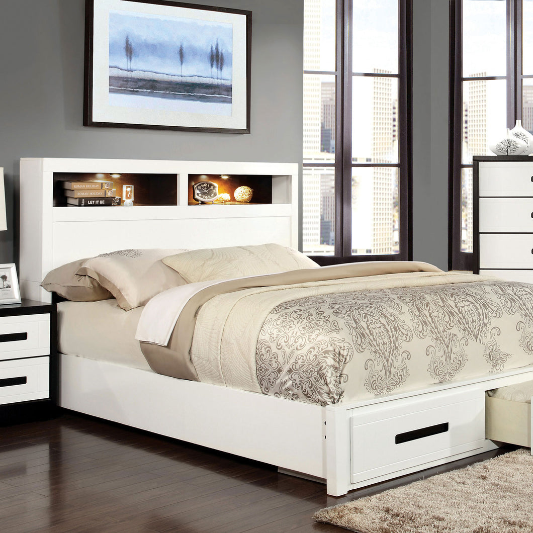 RUTGER White/Black Queen Bed