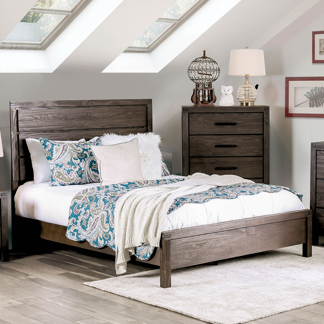 Rexburg Wire-Brushed Rustic Brown E.King Bed