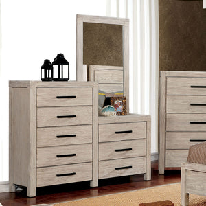 Strasburg Wire-Brushed White 8-Drawer Dresser Mirror