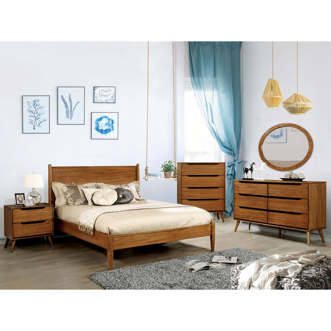 LENNART II Oak 4 Pc. Full Bedroom Set w/ Oval Mirror