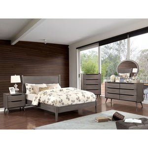 Lennart Gray 4 Pc. Queen Bedroom Set w/ Oval Mirror