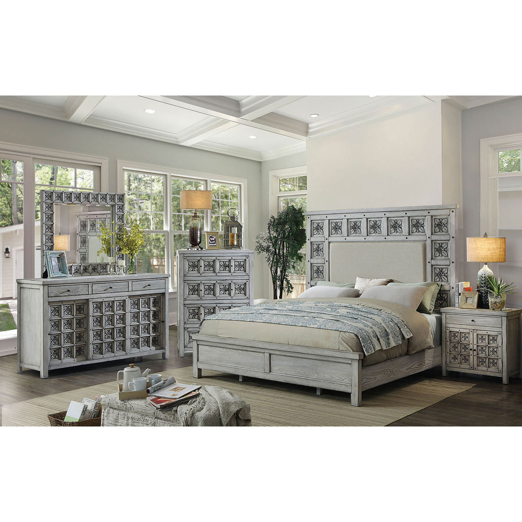 Pantaleon Antique Light Gray 5 Pc. Queen Bedroom Set w/ Chest