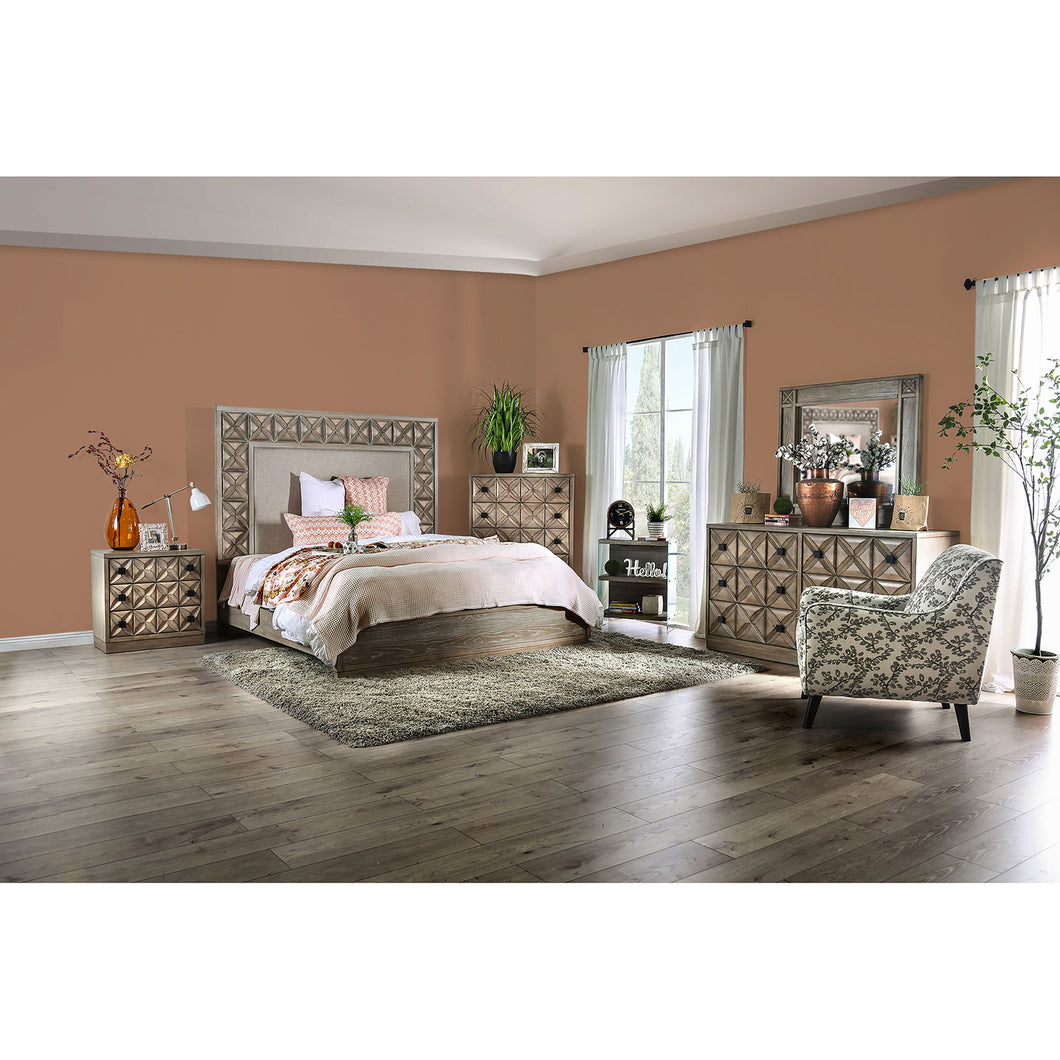 Markos Weathered Light Oak 5 Pc. Queen Bedroom Set w/ 2NS