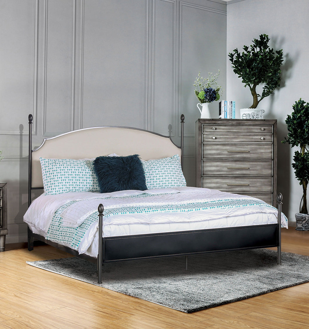 SINEAD Gun Metal/Beige Queen Bed