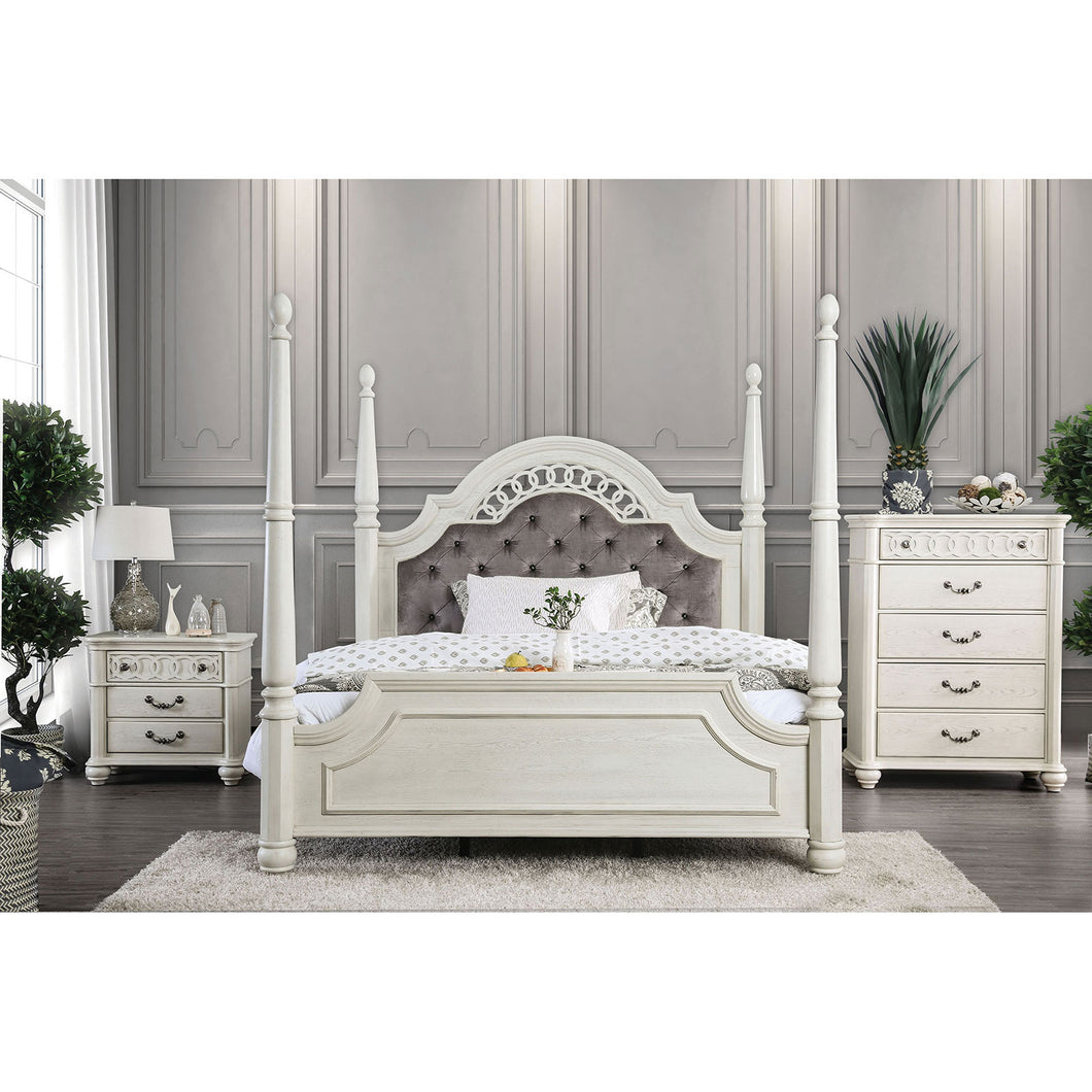 Fantasia Antique White 5 Pc. Queen Bedroom Set w/ 2NS