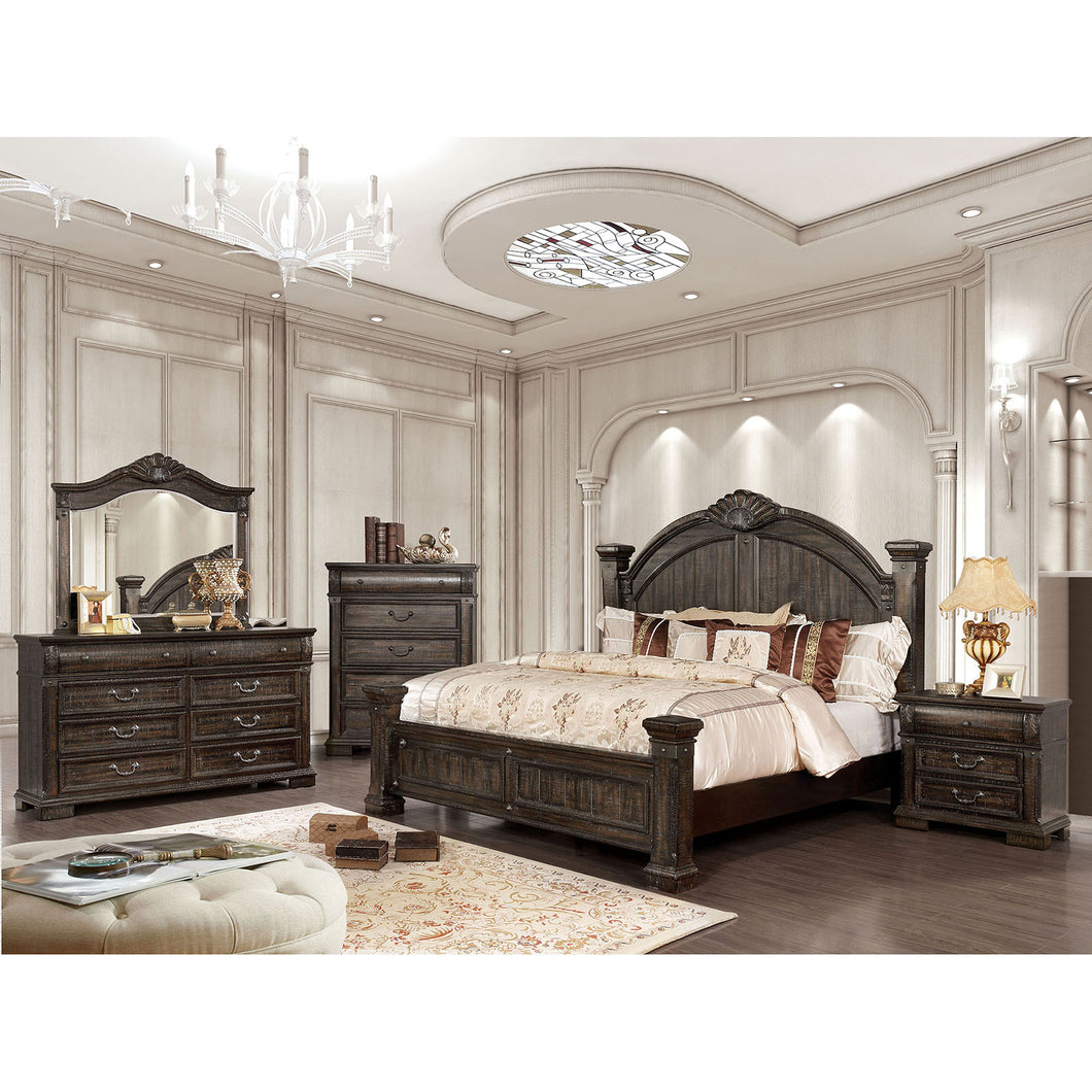 Genevieve Distressed Walnut 5 Pc. Queen Bedroom Set w/ Chest